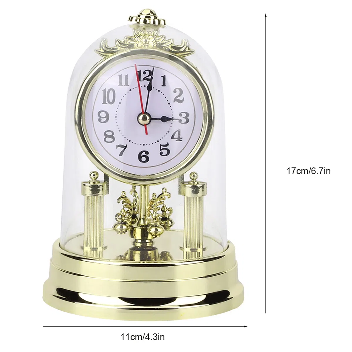 Cocoarm European Retro Style Wohnzimmeruhr Silent Antique Tischuhr Standuhr Decoration Home Ornament, 11 x 17 cm (Golden)