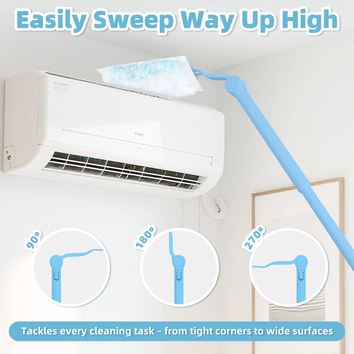 52 Stück Staubmagnet Kompatibel mit Swiffer Staubmagnet Nachfüllpack,Einweg Magnet Staubwedel für Swiffer Duster, zur Reinigen von Tierhaare Staub Schmutz (50 Tücher + 2 Griffe, Blau)