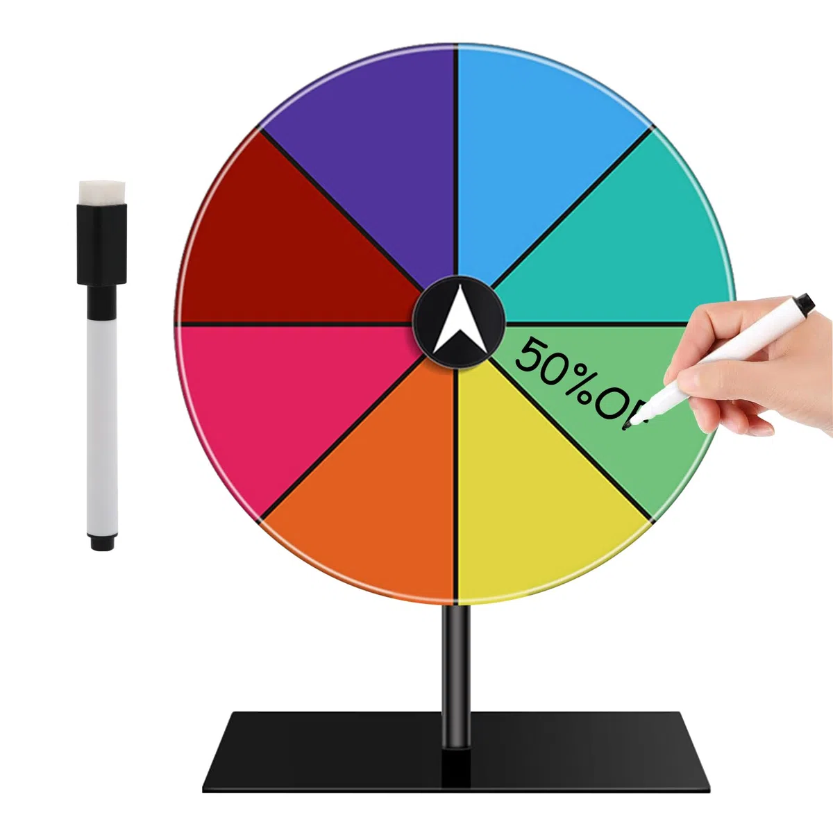 Glücksrad zum Drehen 30 cm Glücksrad Zum Selbstgestalten mit Trocken Abwischbarem Marker und Radiergummi für Partys, Pubs, Messen und Karneval