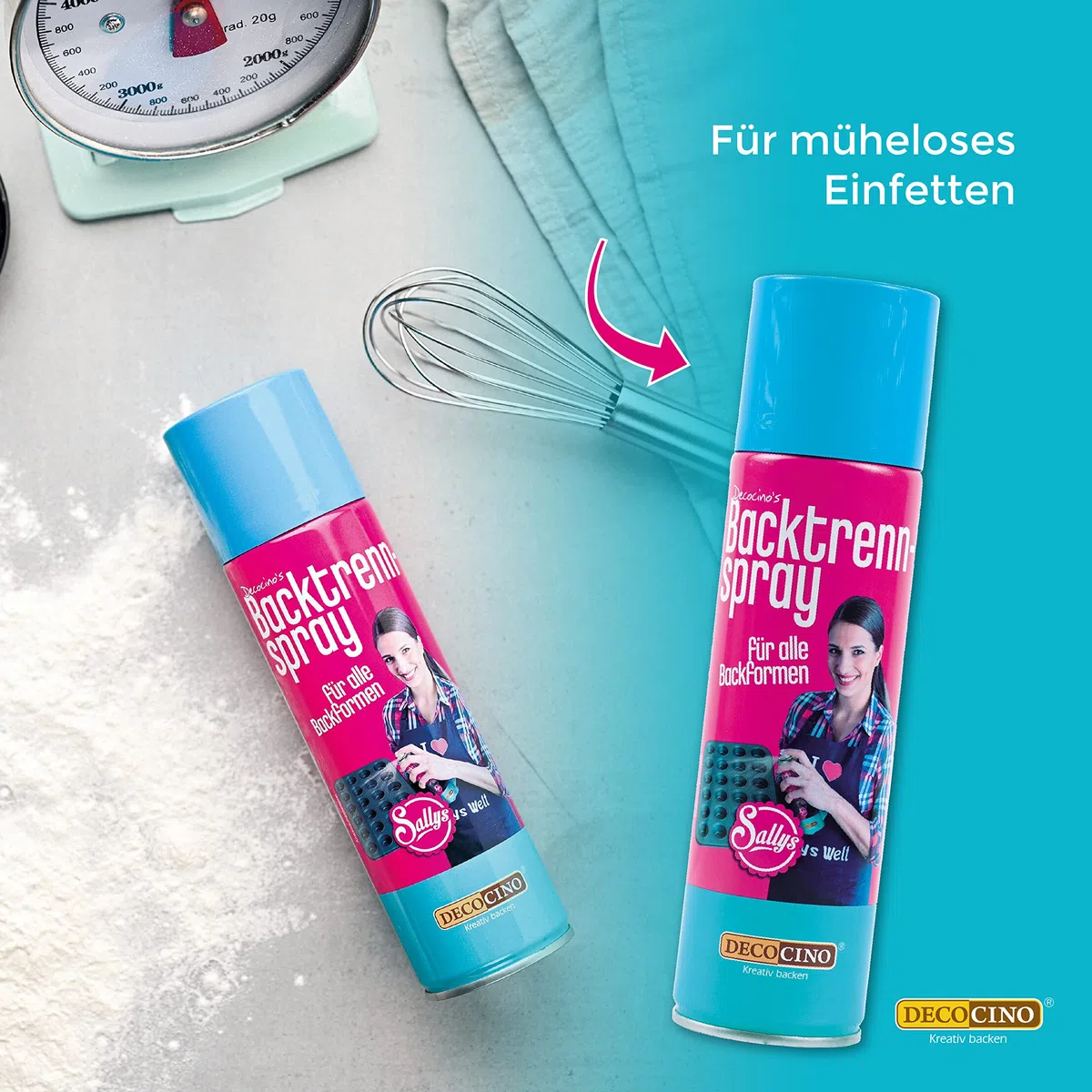 Decocino Backtrennspray – 200 ml – pflanzliches Backspray zum Einsprühen & Einfetten von Backformen, Silikonformen, Waffeleisen, Sandwich-Makern uvm. – ohne Palmöl & 100% vegan (Packung mit 2)