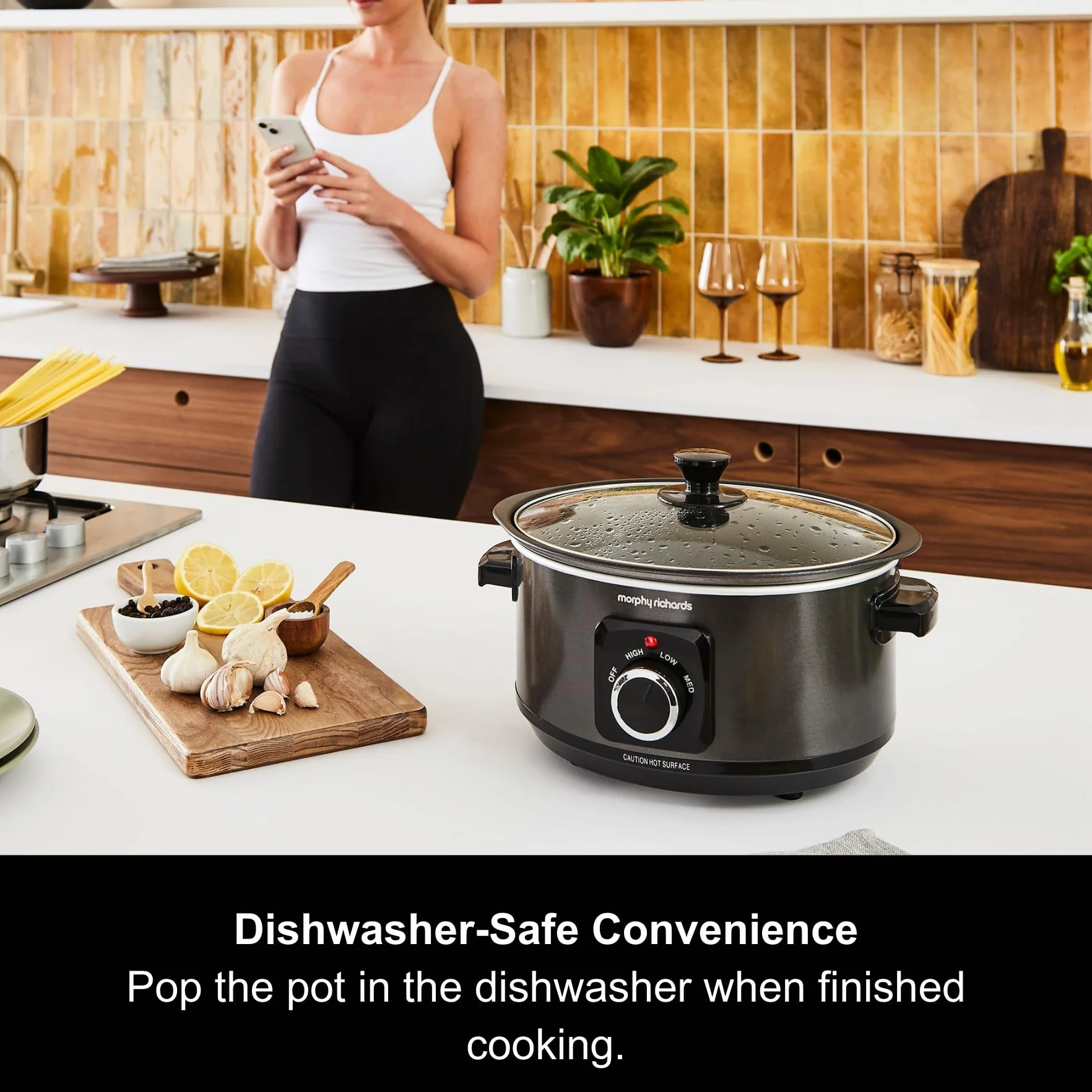 (Black) - Morphy Richards Slow Cooker Sear and Stew 460012 3.5L Black Slowcooker