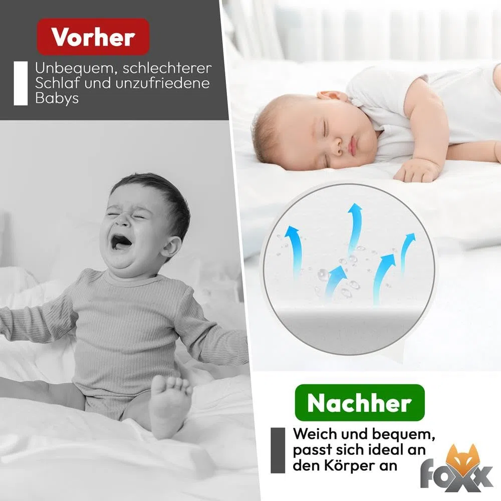 Foxx Matratzenkern für Baby Kindermatratze [60x120 cm, ohne Bezug] Hochwertiger Schaumstoffkern Polster Schaumstoffplatte Schaum Schaumstoff