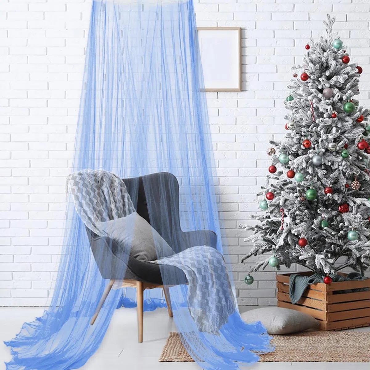 Simsky Zweifarbiges Prinzessin Bett Baldachin Moskitonetz, Blau, Mädchen Betthimmel, Kinderzimmer Dekoration