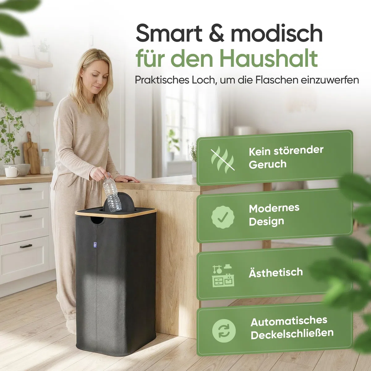 Pfandflaschen Sammelbehälter Wasserdicht Geruchsdicht Faltbar Mit Deckel Flaschensammler Für Küche, Haushalt Balkon Tragebeutel, 110L