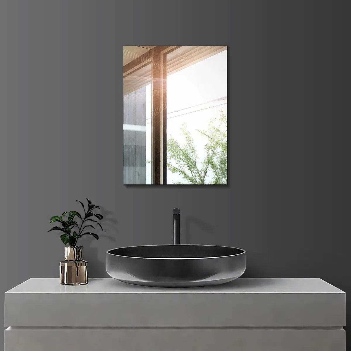 Wandspiegel Selbstklebend 30x40cm HD Glas Rahmenlos Badspiegel, Modern Klein Rechteckig Badezimmerspiegel ohne Bohren, Bathroom Mirror Deko Wand Kleben Spiegel für Bad Gäste WC Badezimmer Flur