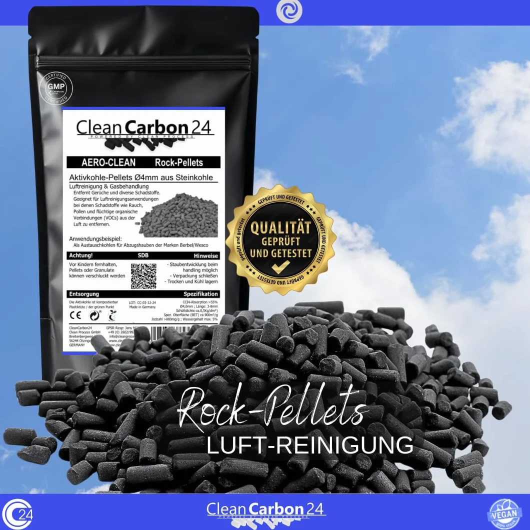Klima-Aktivkohle Steinkohle-Pellets Ø4mm (1L | 0,5Kg) | Mehrfach entstaubt und für Luftfilter-Anwendungen optimiert