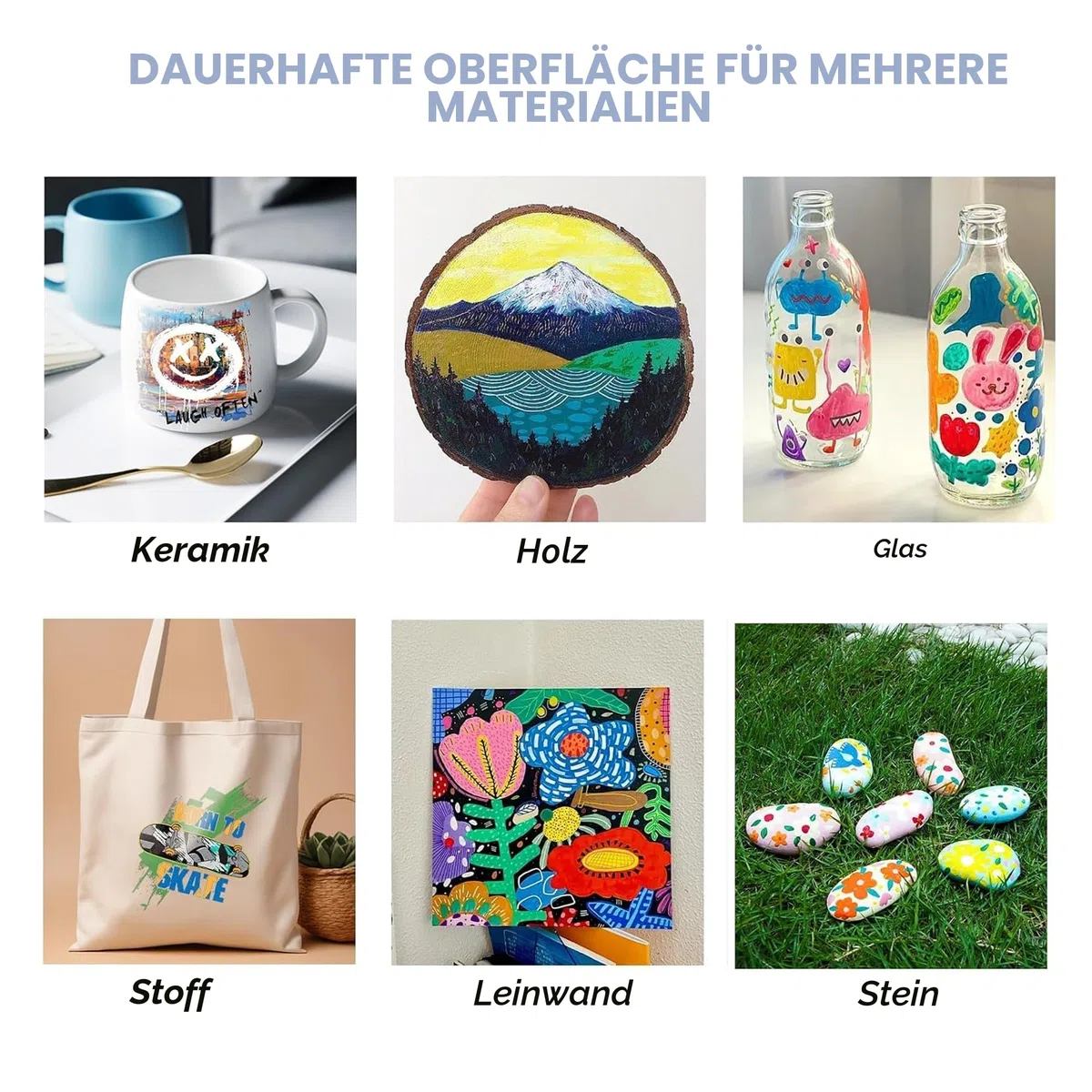 WINSONS 24 Farben Acrylfarben-Set, 12 Pinseln, 1 Palette, Ungiftig, Wasserdicht, Lebendig, Permanent, für Künstler, Studenten, DIY auf Leinwand, Stoff, Holz, Felsen, Ton, Keramik, Glas