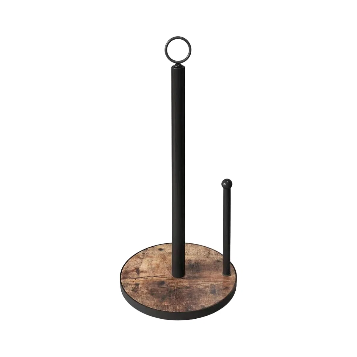 OROPY Küchenrollenhalter Stehend mit Schwerer Holzbasis, Landhausstil Papierrollenhalter für Küchentheke, Geeignet für Standard und Jumbo Größe Küchenrollen (Braun - Leicht Abzureißen)