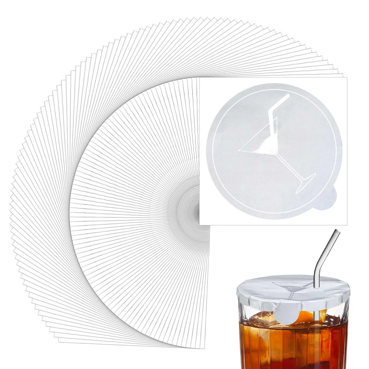 Getränkeabdeckungen für Alkoholschutz, 10 cm Becherabdeckungen für Frauen, Trinksicherheit, Klebefolie, Weinglasabdeckung, Aufkleber, Getränkeschutz für Bar, Party, Picknick (100 Pieces)