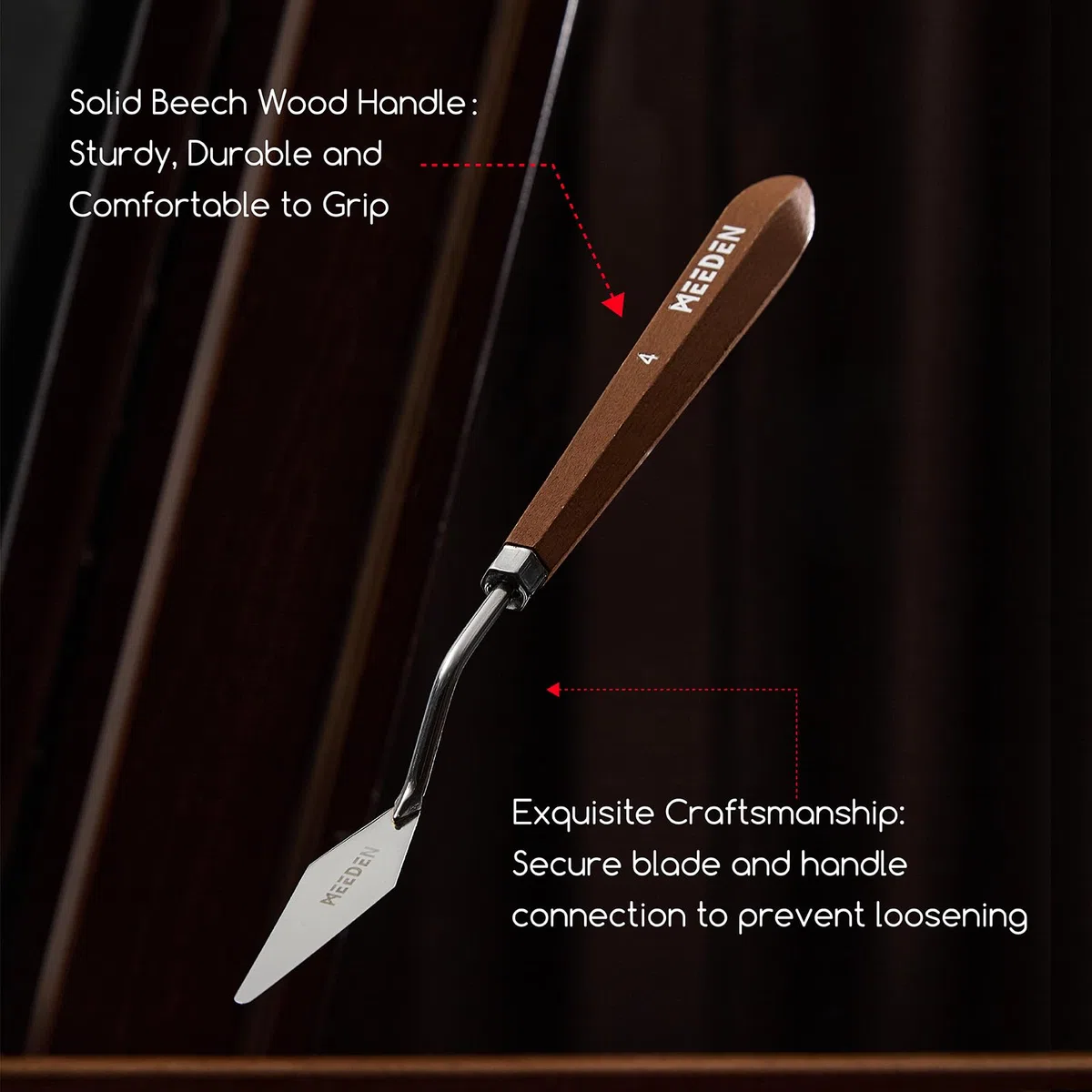 MEEDEN Künstler-Palettenmesser-Set: 3-teiliges Kunstspachtelmesser mit Holzgriff, Edelstahlklingen für Öl, Acryl-Leinwandmalerei