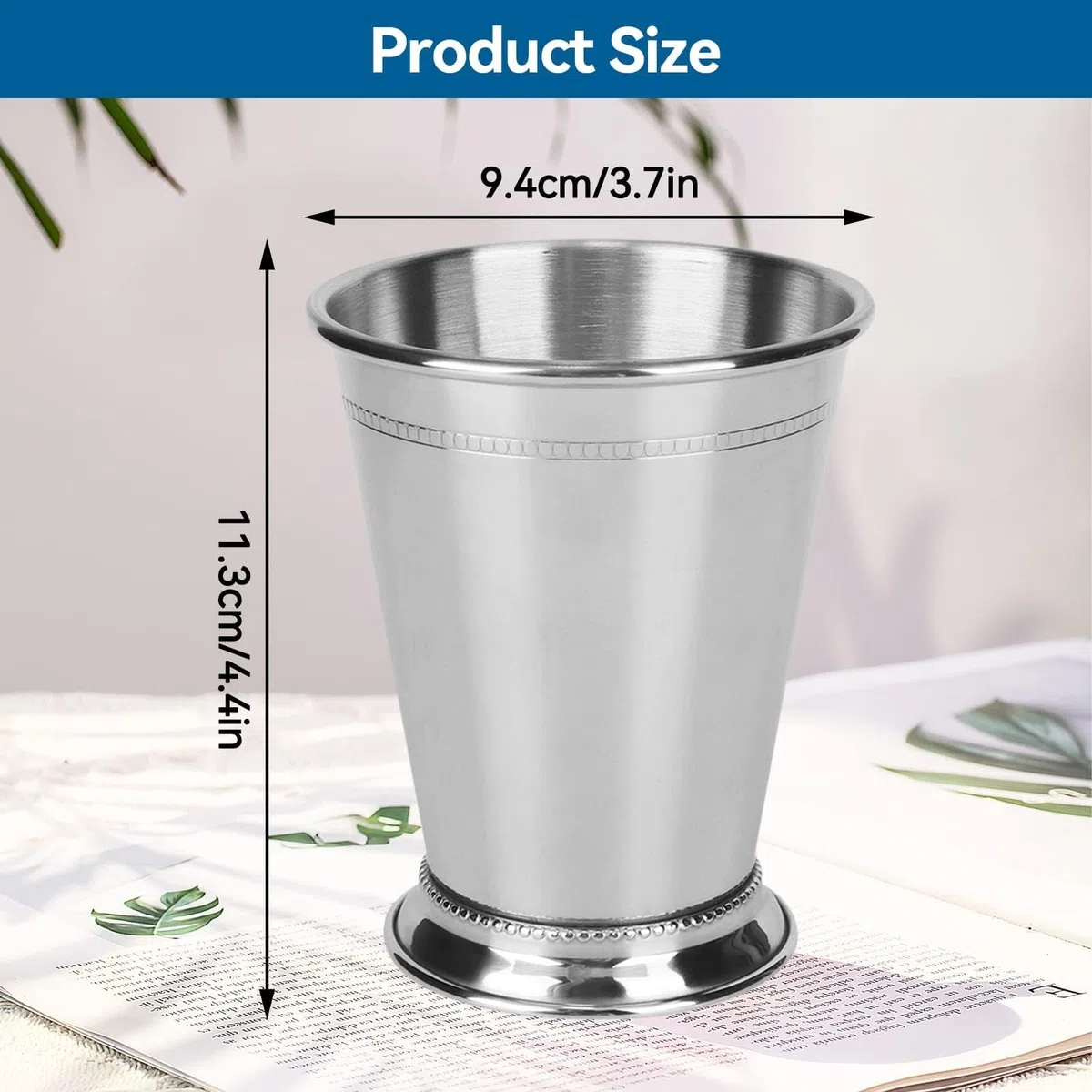 Agatige 400 ml Mint-Julep-Becher, 14 Unzen, silberne Cocktailgläser aus Edelstahl, Moscow Mule Cup, Mint-Julep-Gläser, Metallweingläser, Cocktailbecher, Mixgetränkeglas für Zuhause, Party, Bar