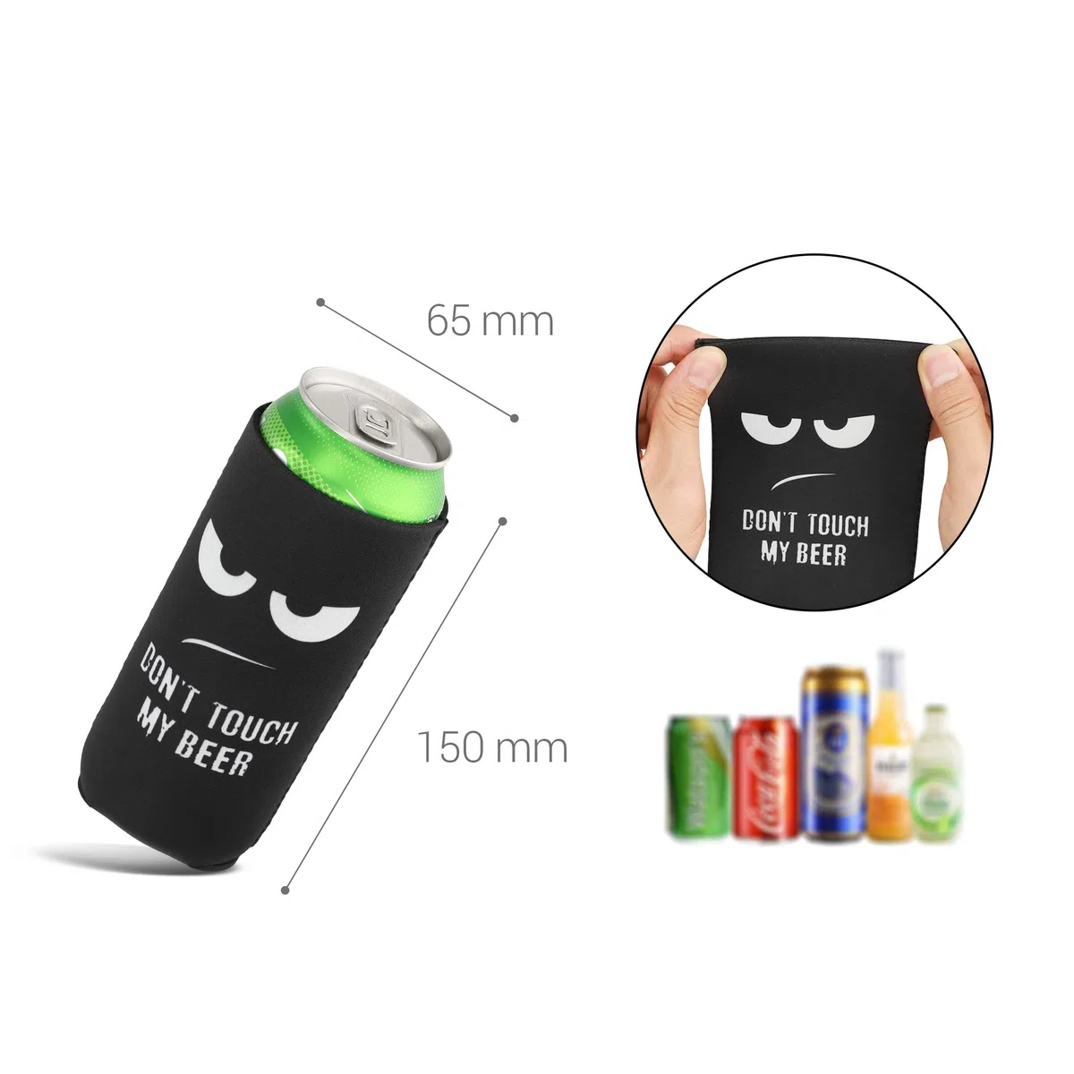 kwmobile 2X 500ml Can Dosenkühler - für Bierdosen und andere Getränkedosen - - Don't Touch My Beer Weiß Schwarz