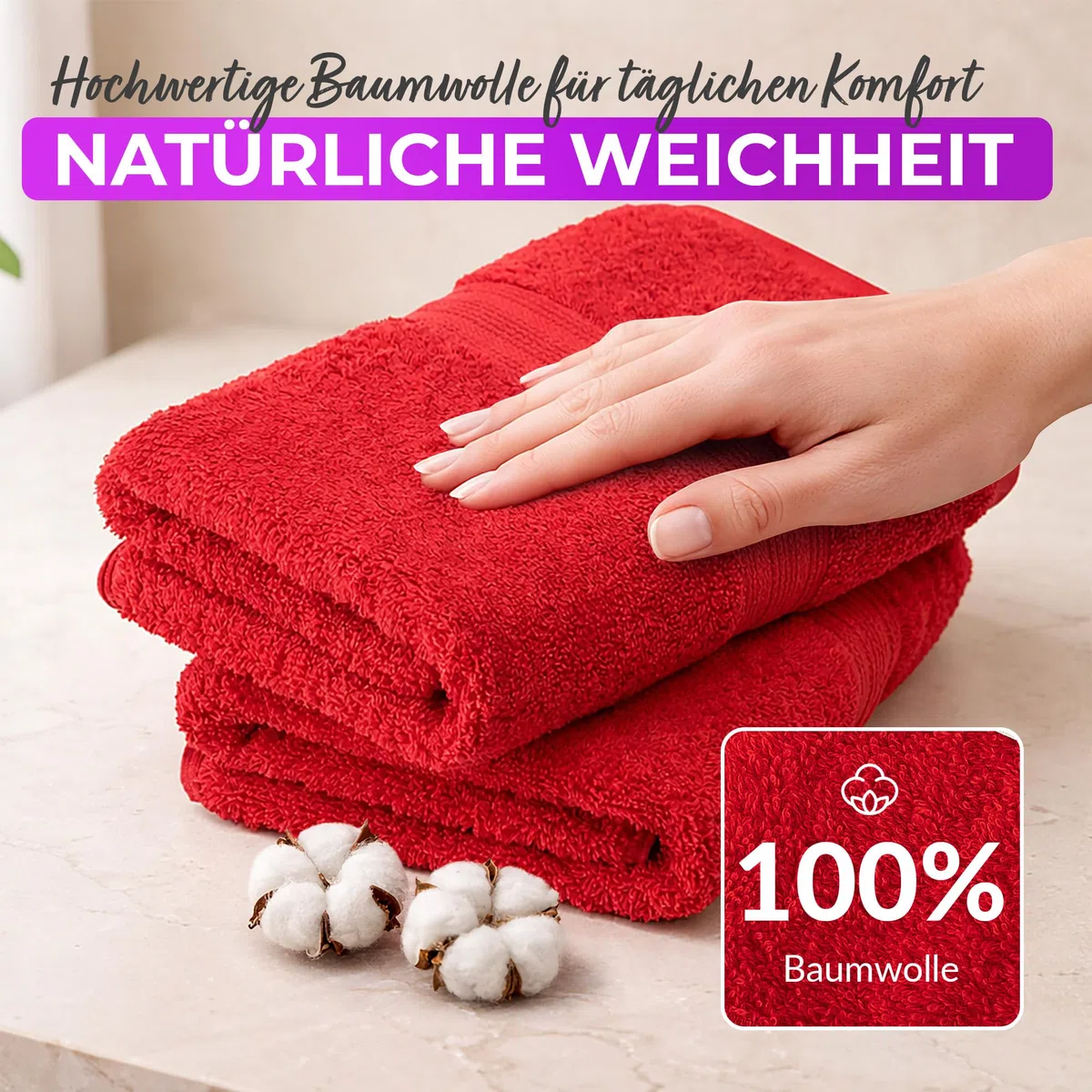 AR Line Arizona 10er Set Seiftücher 30x30 cm – 100% Baumwolle, 500 g/m², weich & saugstark, in Farbe: Rot