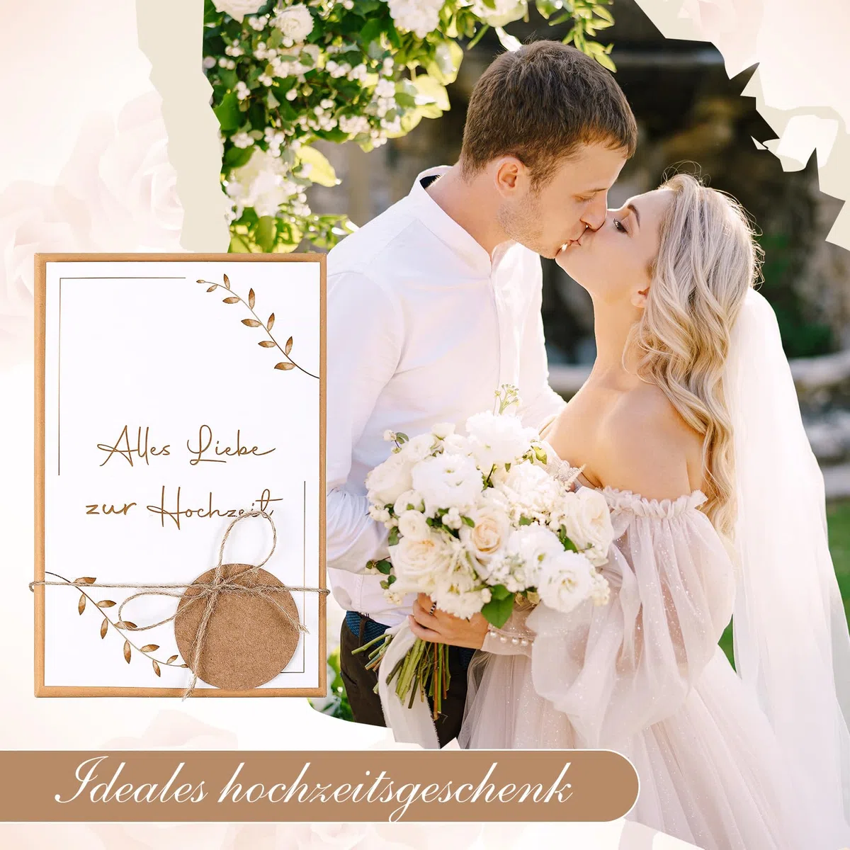 Hestya Hochzeit Geldgeschenk Set Geldgeschenke Hochzeit Verpackungen Hochzeitsgeschenke für Brautpaar Flitterwochen Geschenk inklusive Getrocknete Blumen Besondere Hochzeitskarte Reagenzglas