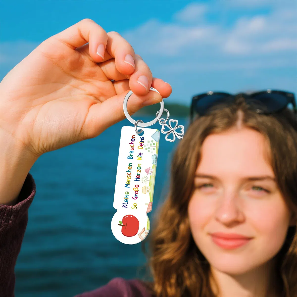 Kindergarten Abschiedsgeschenk, 15er Acryl Einkaufswagenchip Schlüsselanhänger mit Organzatasche und Dankeskarte, Schlüsselanhänger Dankeschön Geschenk zum Abschied für Lehrerin Erzieherin