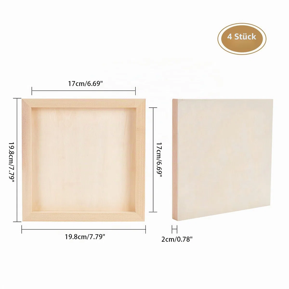 OLYCRAFT 4 stücke Holz Leinwandbretter 19.8x19.8cm Quadrat Unvollendete Holz Wiege Malerei Panel Boards Für Ölgemälde, Clay Crafting, Kunst Und Skulpturen