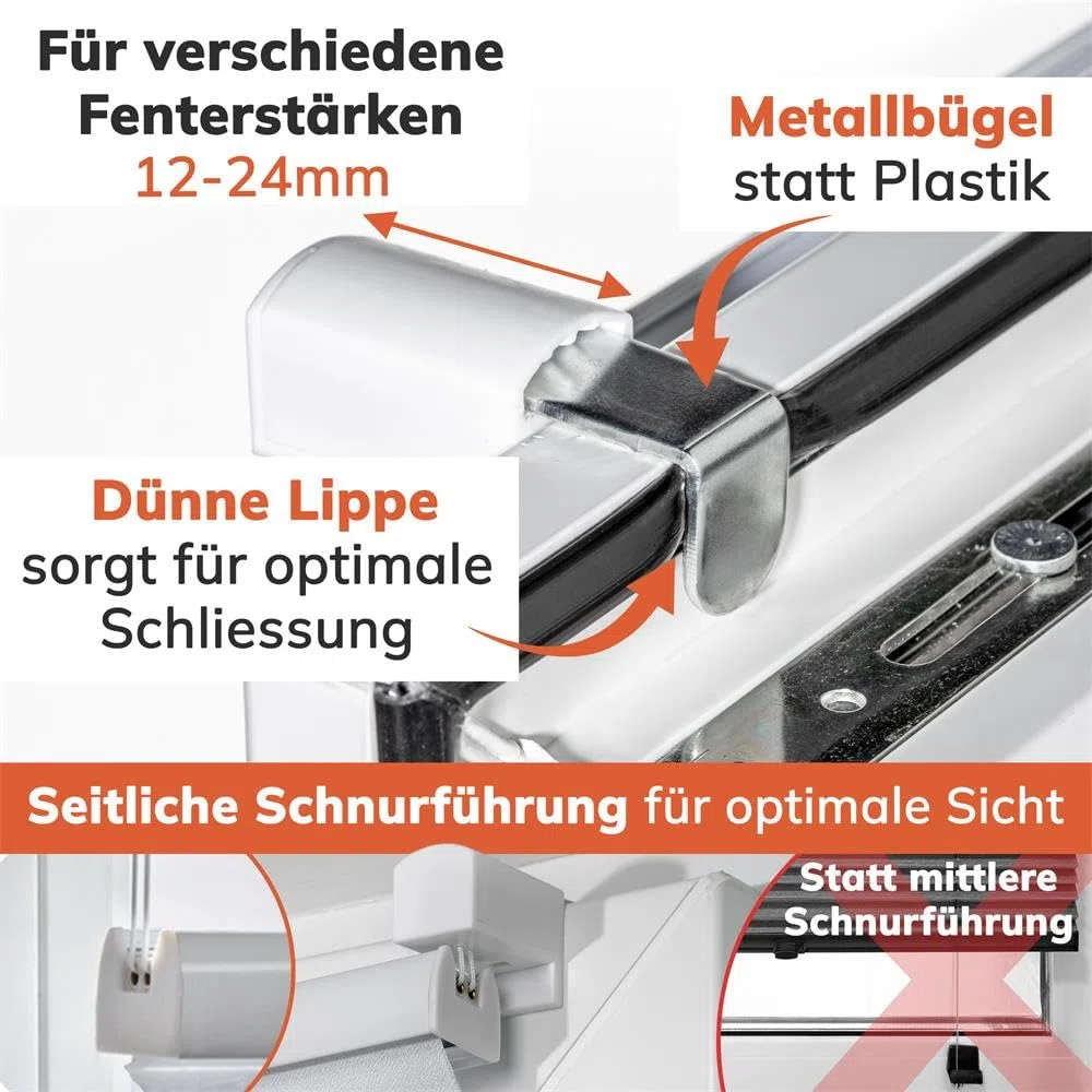 Plissee Klemmfix [Weiß, 60x140 cm] ohne Bohren für Tür & Fenster, Faltrollo mit einfacher Montage/Bietet optimalen Sichtschutz und Privatsphäre, idealer Sonnenschutz
