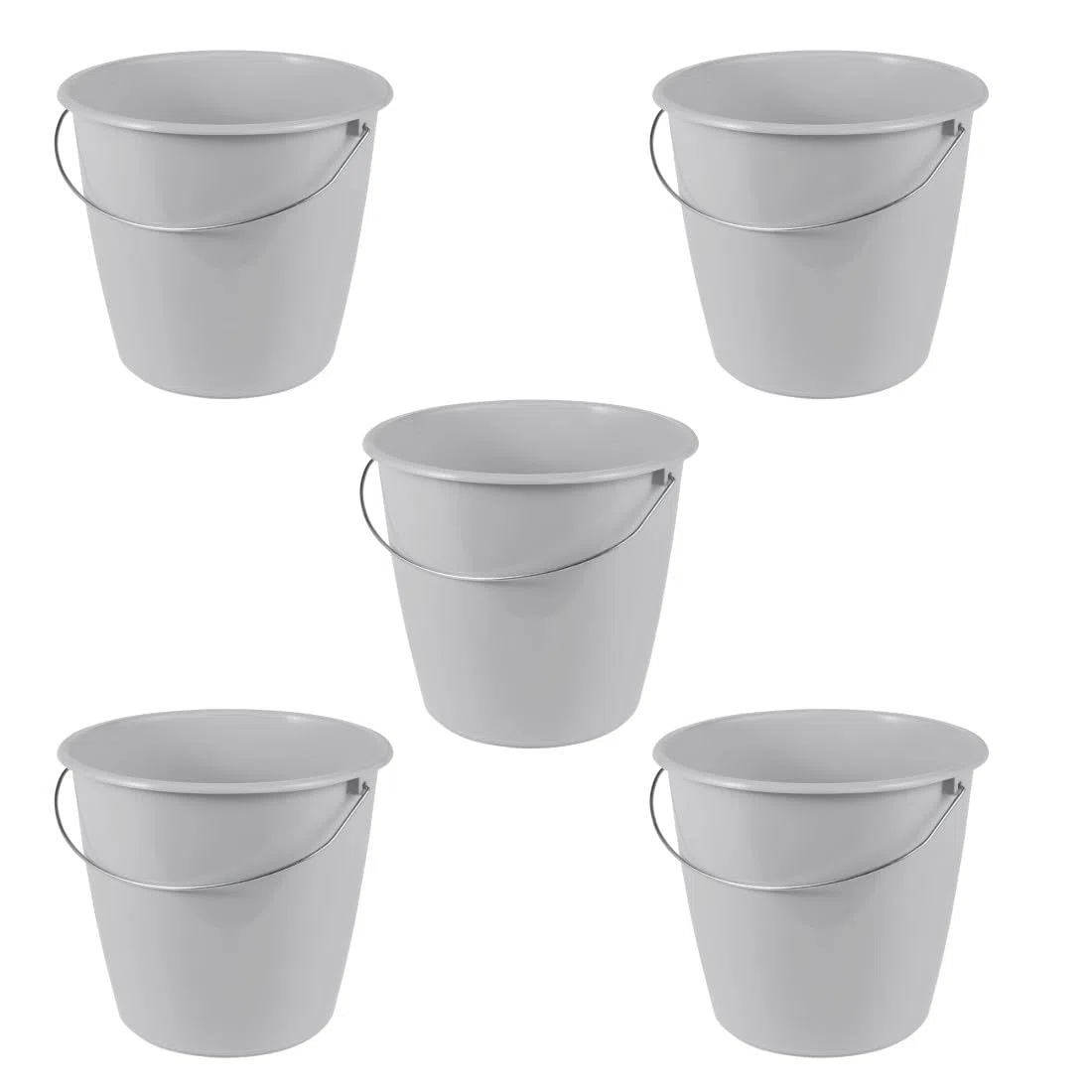 keeeper Erik 5X Eimer mit Metallbügel, 5 l, Polypropylen, 24 x 24 x 20 cm, Nordic Grey