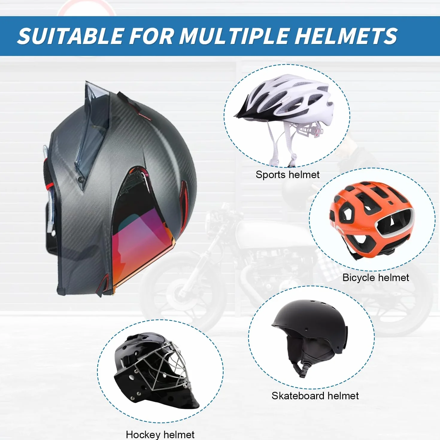 Helm Halterung Wand, 2 Stück Helmhalter Edelstahl, Halterung für Motorradhelm, Helmhalterung Wand für Aufhängen von Motorradhelm, Jacket, Handschuh, Schwarz
