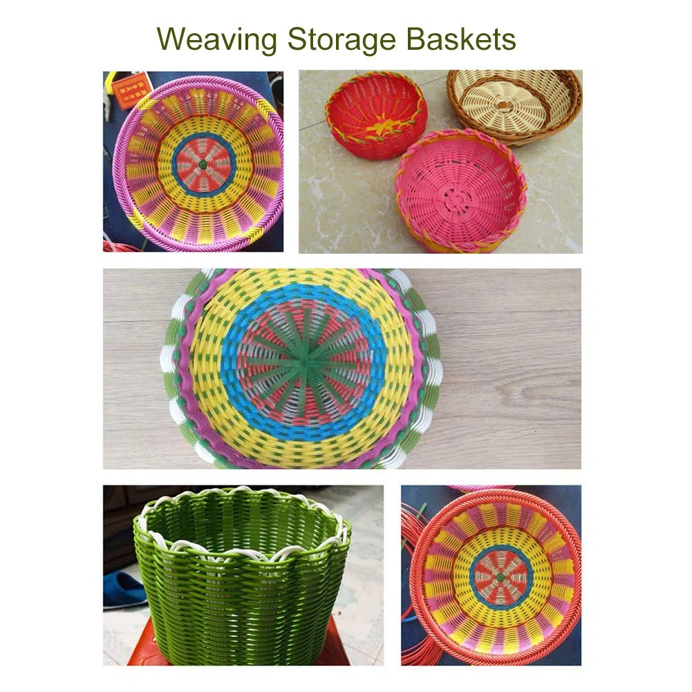 Rundes Kunststoff-Rattan, 2,5 mm, Kunststoffgeflecht, rund, Kunst-Rattan, für Reparaturen und Heimwerker, Weben, Aufbewahrungskorb (gelb)