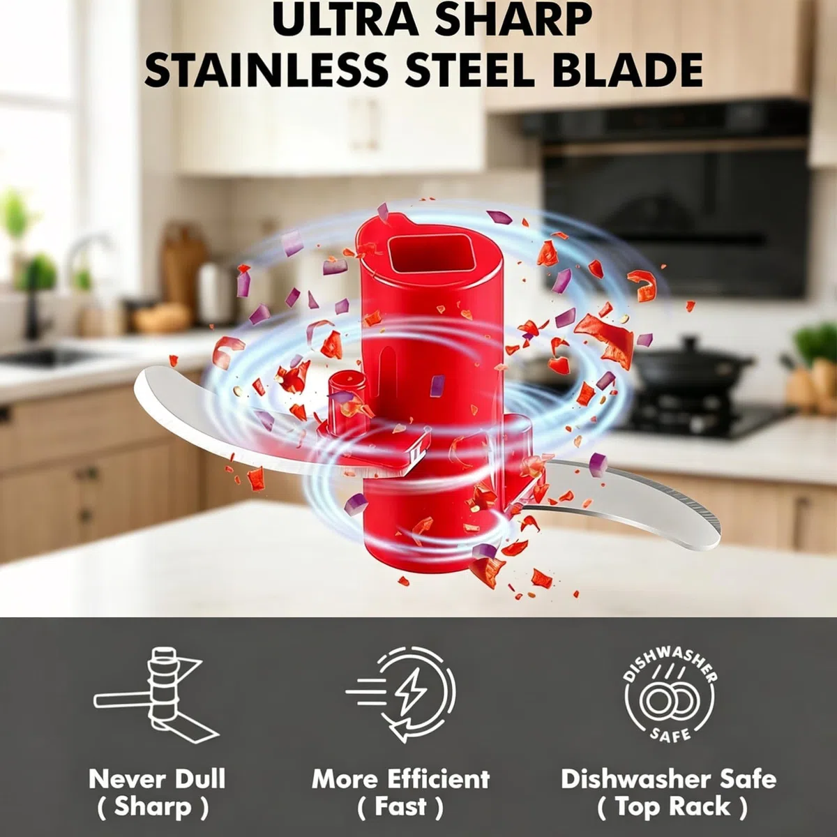 Zwiebelschneider, Zwiebelschneider mit Seilzug, Multizerkleinerer Manuell, Gemüseschneider Haushalt Kordelzug Design, Handbuch Gemüsehacker, Shredder Fleischmixer, Küchenbedarf (Rot-300ML)