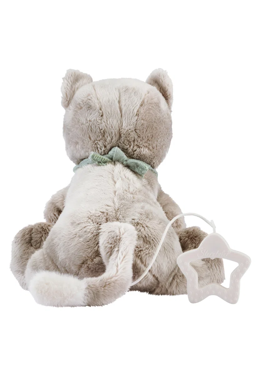 Sterntaler Spieluhr M Katze Lilly - Baby Spieluhr aus Plüsch-Material, waschbar mit herausnehmbarer Spieluhr, Brahms Wiegenlied - Einschlafhilfe, wirkt beruhigend zuhause & unterwegs, grau