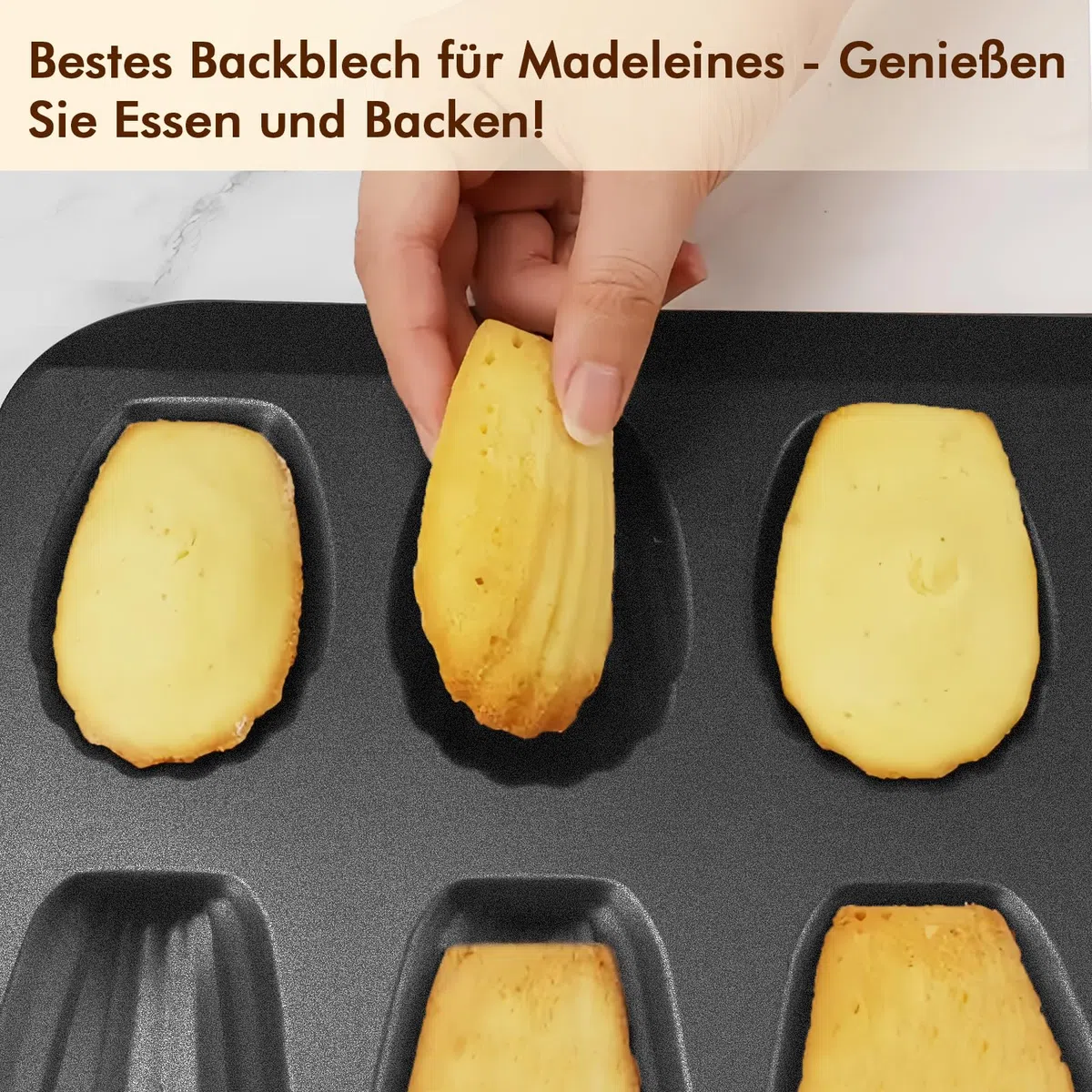 OAMCEG Madeleines Backform, 12 Mulden 2 Stück Madeleine Form, Antihaftbeschichtet Karbonstahl mit Backpinsel für Ofen Backen Schokolade Brownies Kekse
