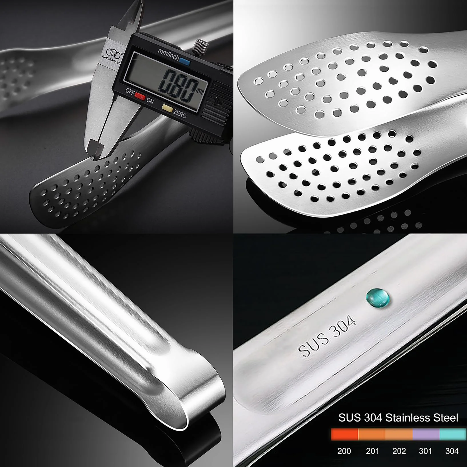 2 Stück SUS304 Edelstahl Grillzange (24 cm), kein Schweißen, minimalistischer Stil, mit kurzem Griff, japanische Yakiniku-Zange, kleine Servierzange zum Kochen, Grillen, Buffet