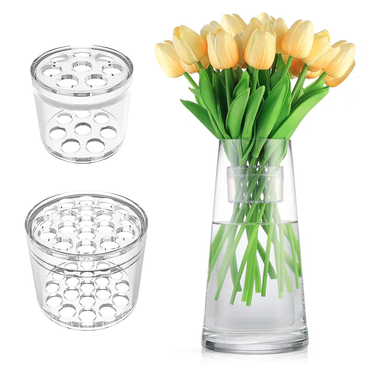 Ikebana-Spiral-Stielhalter, 2 Stück, spiralförmiger Blumenstielhalter, wiederverwendbar, Spiralstielhalter für Blumenvasen, DIY-Blumenstrauß, Twister, Blumenarrangement-Halter (S+L)