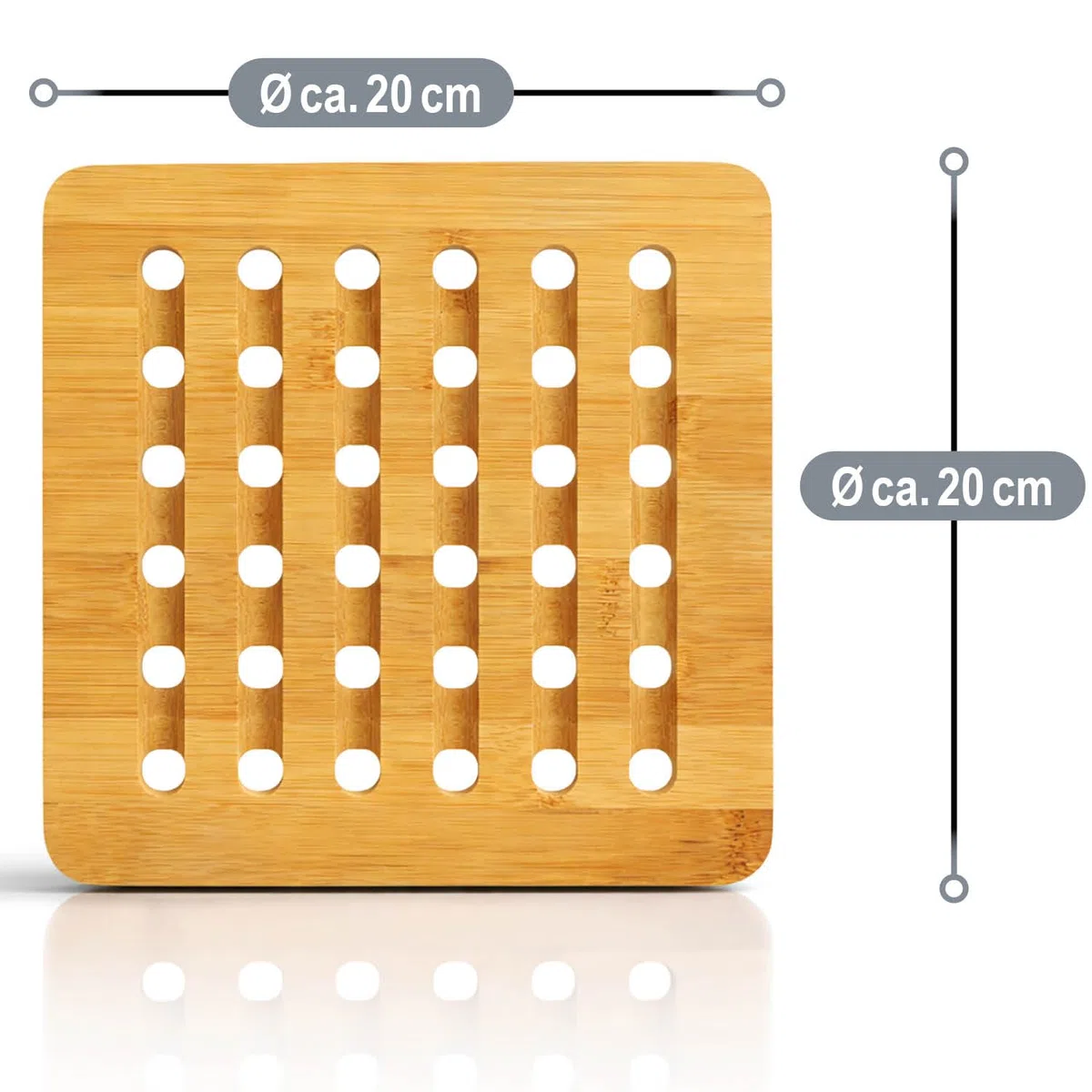 com-four® 4X Topfuntersetzer aus Bambus - langlebige Unterlagen für Töpfe, Pfannen, Auflaufformen und Teller - quadratischer Untersatz als Hitzeschutz - Holz-Untersetzer
