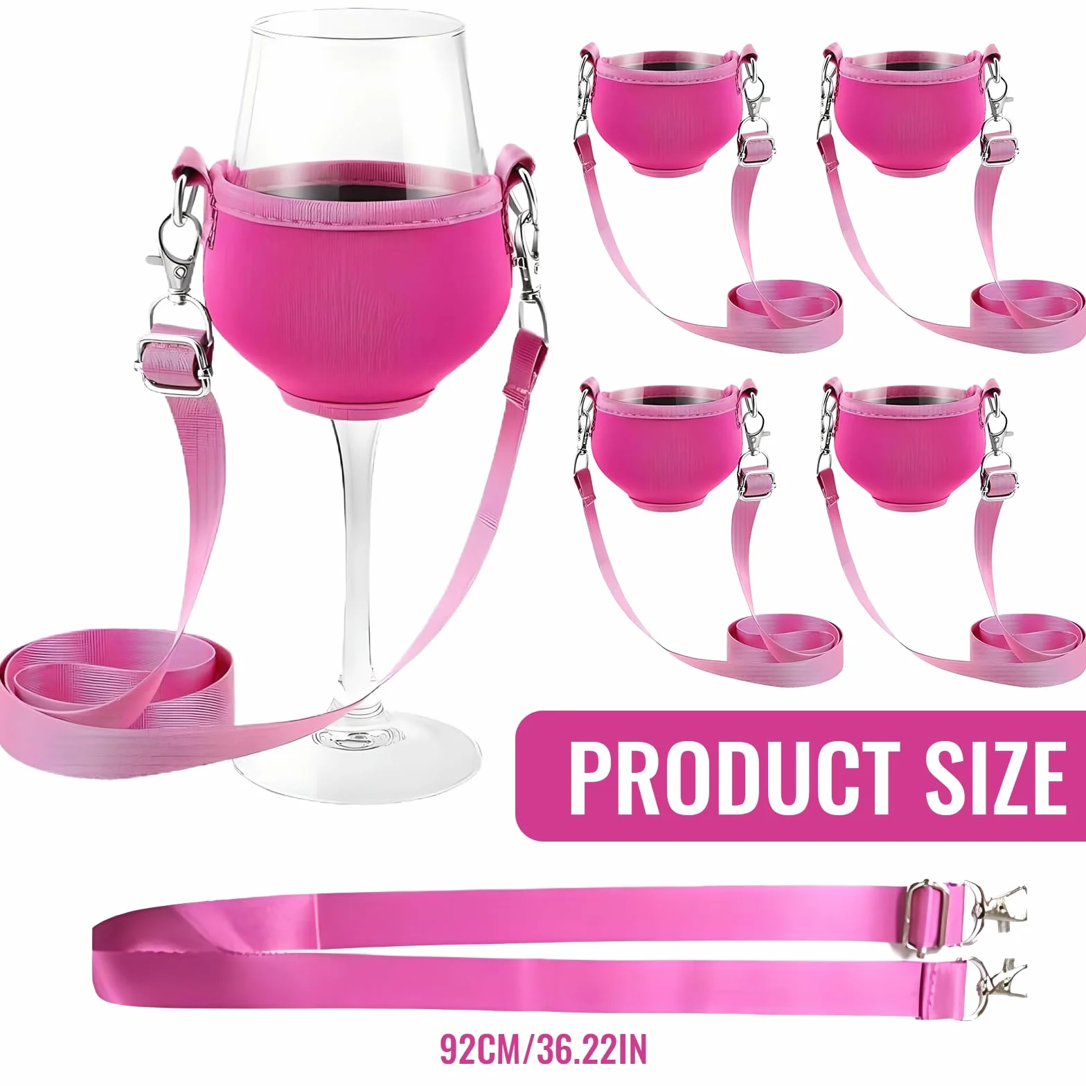 Weinglas Halshalter, 4 Stück Weinglashalter, tragbare Weinglashalter zum Umhängen, für Weihnachten, Geburtstag, Hochzeit, Party (Pink)