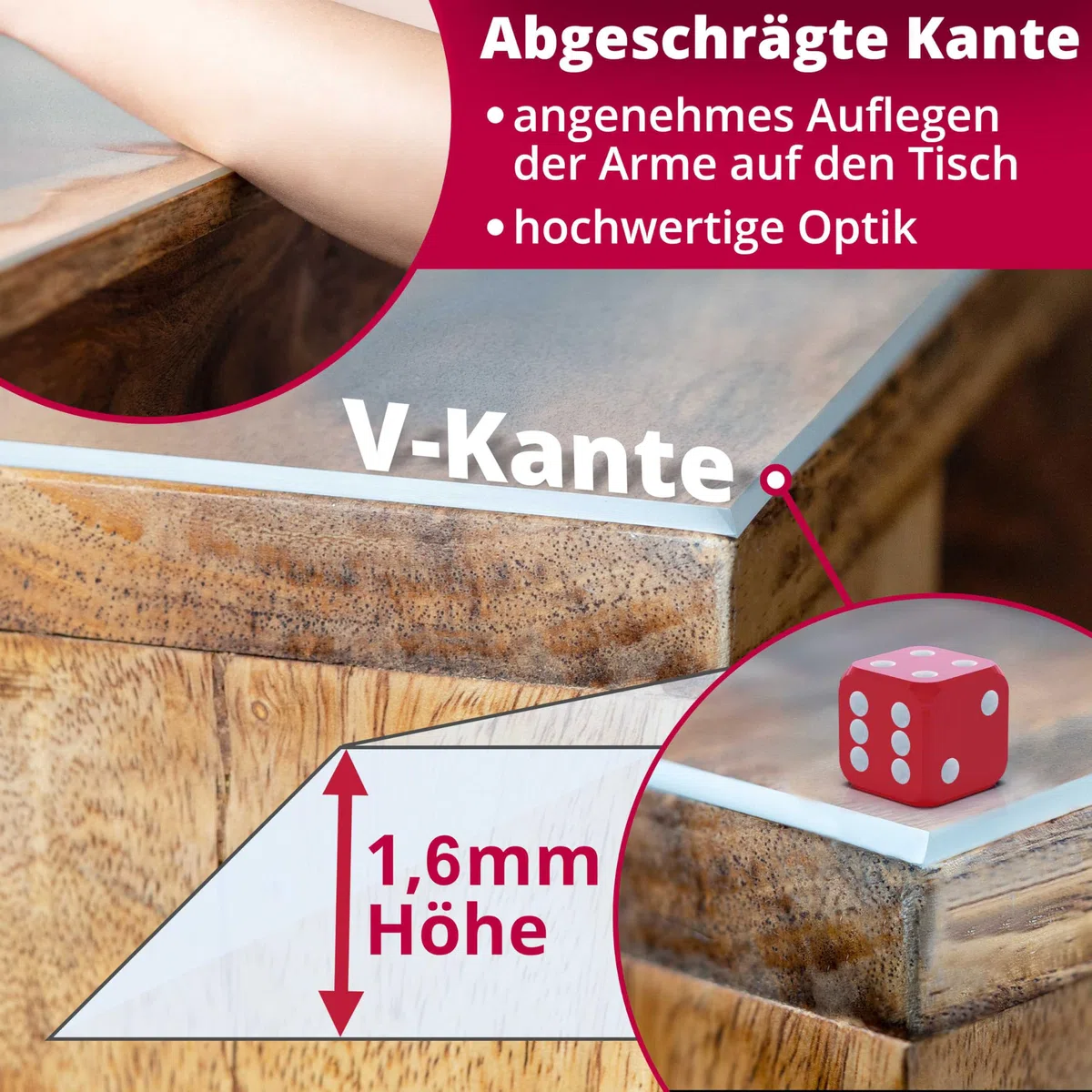 Transparent Tischfolie Schutzfolie Folie leicht mattiert Abgeschrägte V-Kante Eckig 70 x 110 cm Tischdecke Maschinenzuschnitt