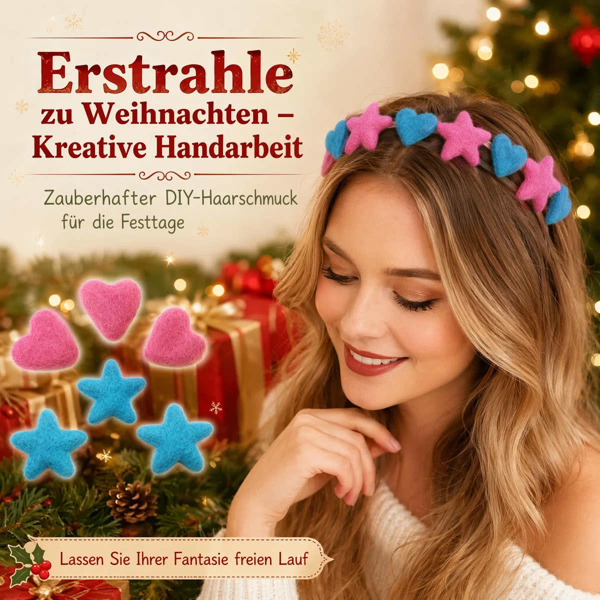 10 Stück Wollfilzkugeln Sternform Herzen aus Filz Niedliche Wollperlen DIY Filzkugeln Handgefertigte Nähen Pom Poms für DIY Heimdekoration Party Requisiten Fotografie Gelb 6cm Stern