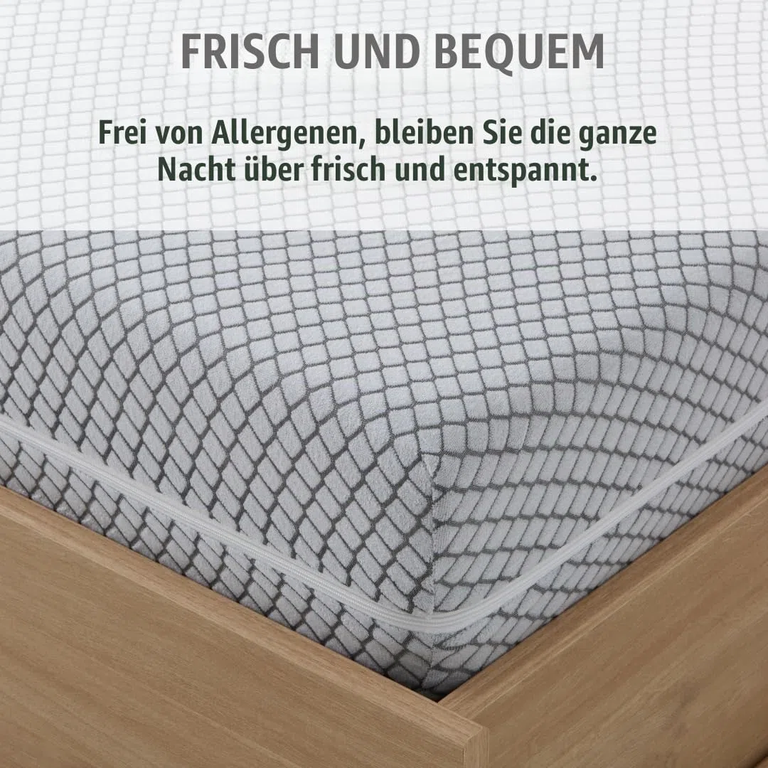 Degrees Home – Teide – Matratzenbezug – 90 cm Matratzenschoner – Matratzenbezug mit Reißverschluss – Anti-Milben-Matratzenschoner – 90 cm Bett - Grau