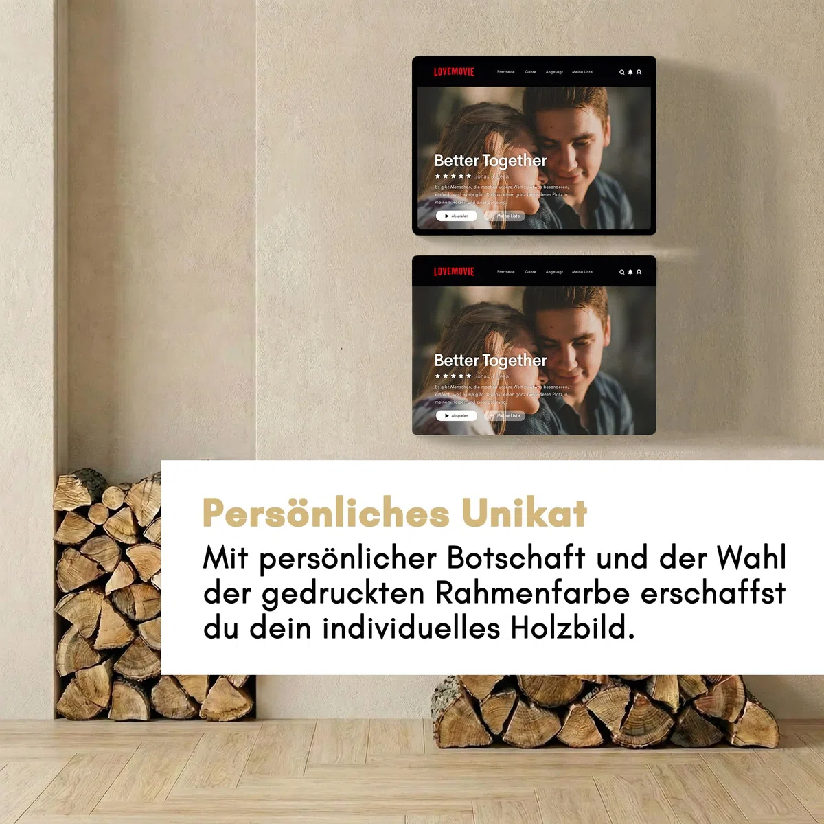 Elbeffekt Lovestory Geschenk Holzbild - Foto Geschenk - personalisierbar zum Hinstellen/Aufhängen opt. beleuchtet personalisierte geschenke, männer geschenke, Love - personalisierte Geschenkidee