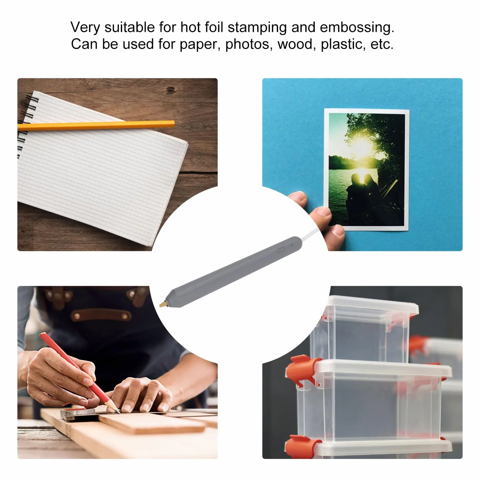 Heißfolienstift Heißfolien, Hot Beheizte Folienstifte Set USB-Stempel und Prägestift Heißfolien Prägestempelstift mit Heizstiftspitzen für DIY Kartenherstellung, Basteln, Scrapbooking