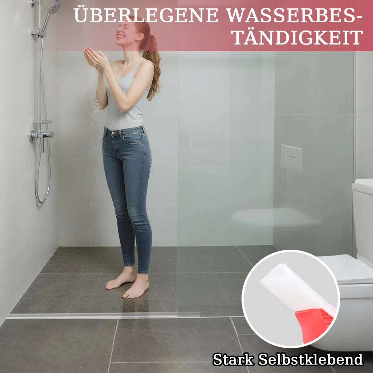 alophoty 100cm Schwallschutzleiste Dusche Selbstklebend Transparent - Silikon Wasserstopper Dusche Boden, Nass-Trocken-Trennung für Bad und Küche, Einfache Montage