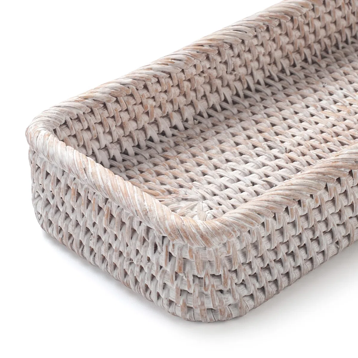 Rattan Badezimmer Tablett, Toilettentank Korb, Gewebter Badezimmer Aufbewahrungskorb zum Organisieren und Dekoration (Weißwäsche, 26 x 12.5 x 4 cm)
