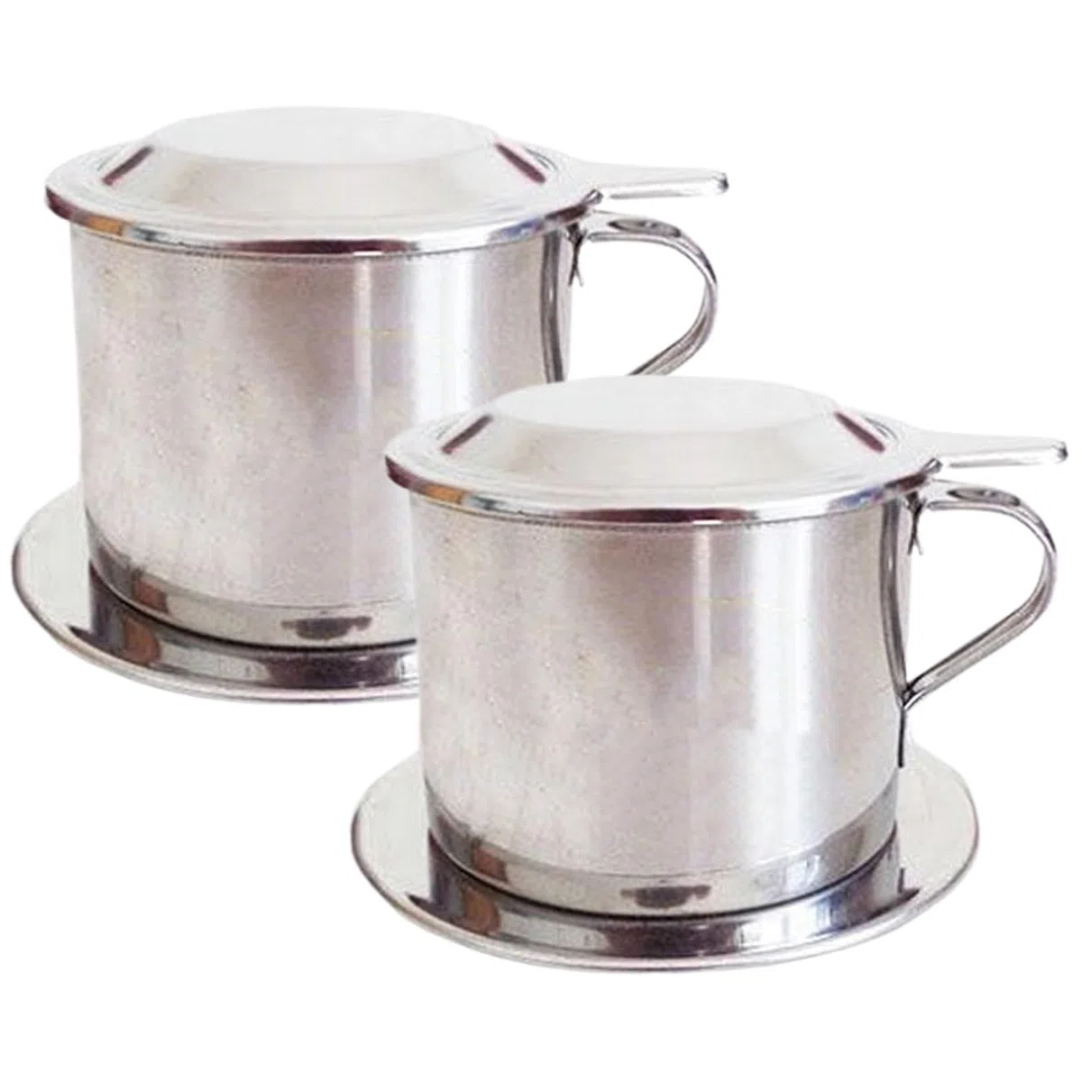 Vietnamesischer Kaffee -Tropfer, 2 Sets Edelstahl -Kaffee -Tropf -Set mit Deckel, Tablett und Filter, langsamer Tropfkaffeemaschine, Vietnamesische Kaffeemaschine für Home Office