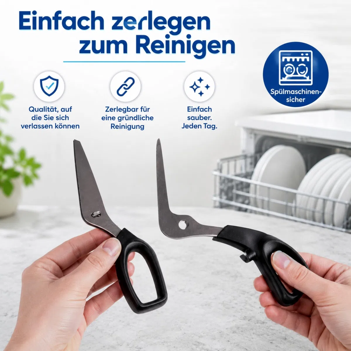 Pizzaschere aus Edelstahl, sehr scharfe Küchenschere für Pizza, geriebene Flambée und Kuchen, ergonomische, rutschfeste Griffe, spülmaschinenfest