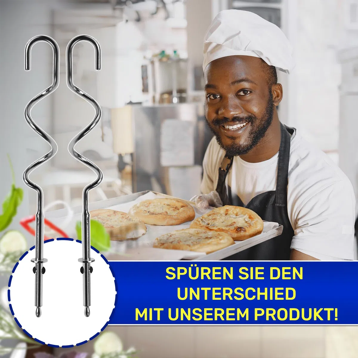 2 Stück Knethaken Handmixer mit Originalcode FS-1000050320 FS1000050320 für Wmf Kult X Handrührgerät - Garantie 10 Jahre - MONTERAL