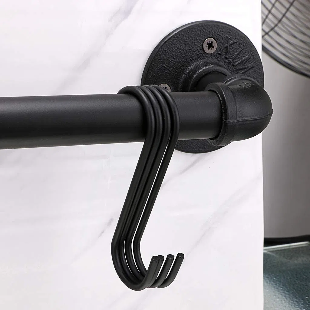 BTSKY 40 cm industrielles Rohrpfannenregal mit 8 Haken – Wandmontage, Küchenutensilien, Kochgeschirr, Aufhänger, Organizer, Küchenutensilien, Deckel, Handtuchhalter