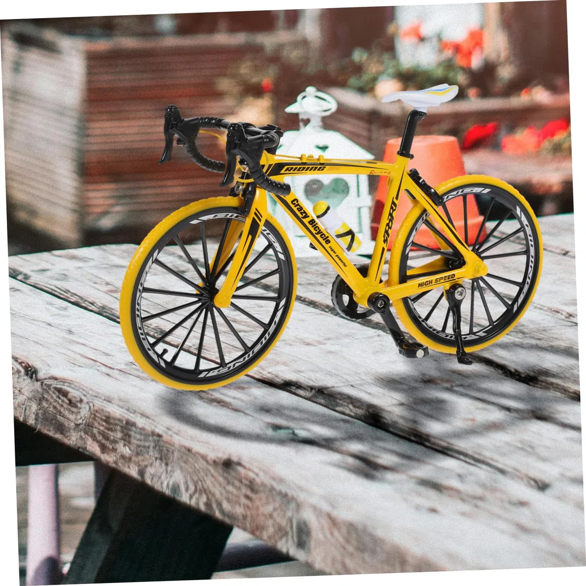 Veemoon Miniatur Fahrradmodell Aus Langlebiger Legierung Kreative Simulation Eines Rennrades Gelb Für Sammler Dekoration Für Zuhause Und Büro
