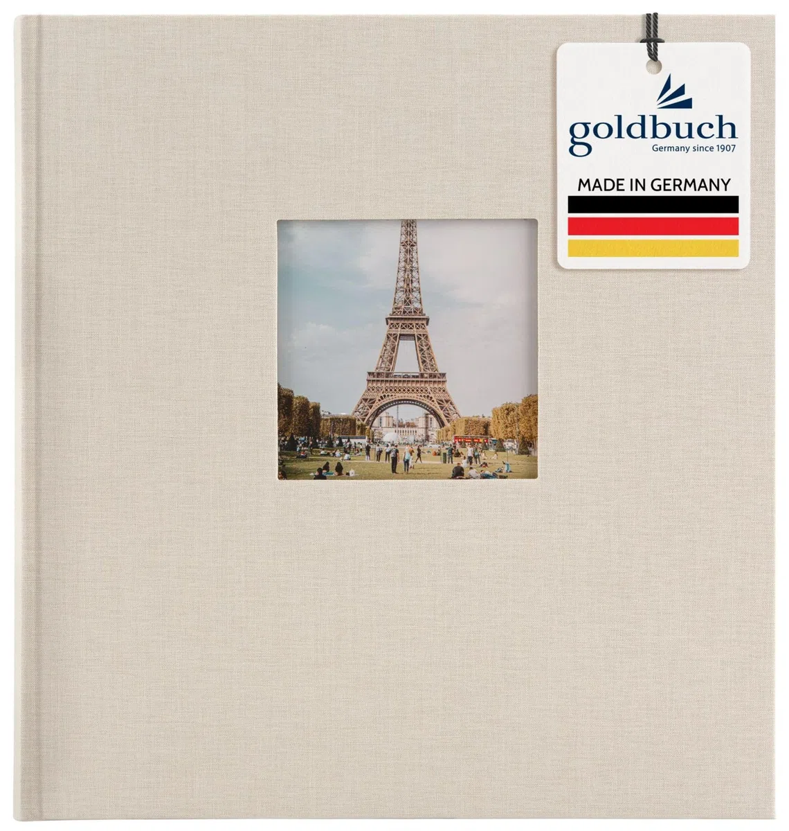 goldbuch 27 723 Bella Vista Fotoalbum mit Bildausschnitt Sandgrau, Erinnerungsalbum im Format 30 x 31 cm, Foto Album 60 weiße Seiten mit Pergamin-Trennblättern, Fotobuch mit Leineneinband, Grau