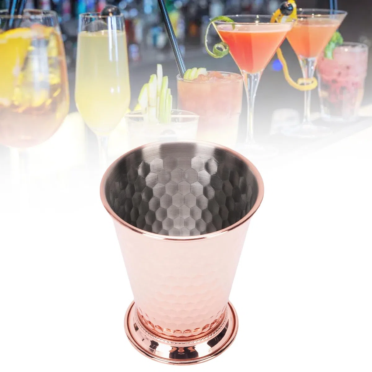 AYNEFY Julep-Becher aus Edelstahl, 400 Ml, Metall-Trinkbecher für Cocktails, Whisky, Bier, Pferderennen-Party, Bar, Zuhause, Restaurant, mit Glatten Kanten (Typ 1)