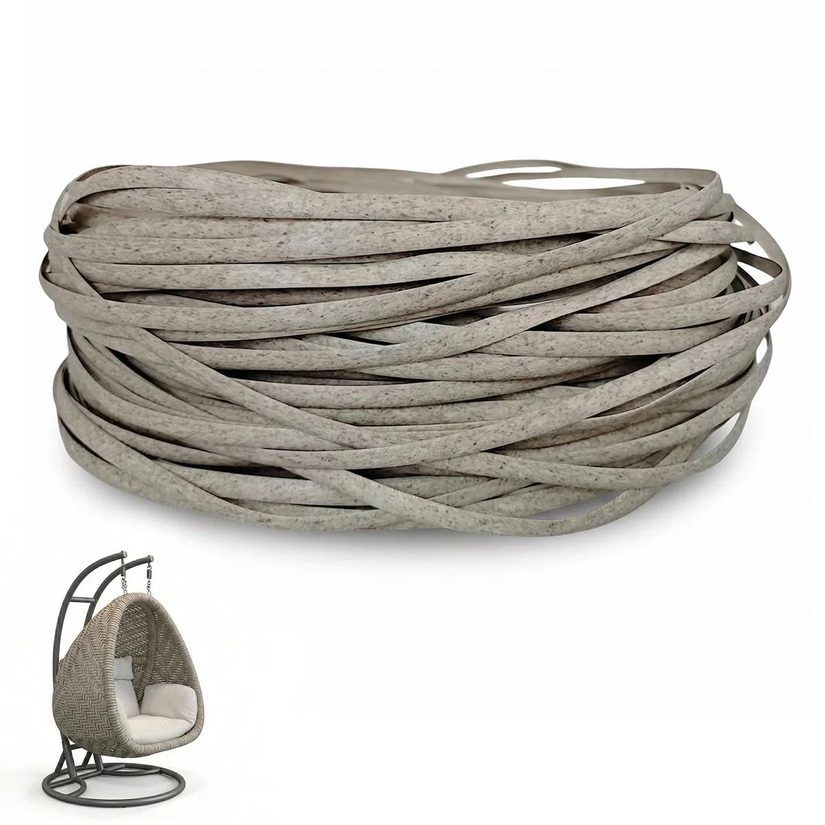65m Kunststoff Gewebtes Rattan, Flach Gewebtes PE-Rattan,Grau Meliert | Synthetische Rattan Reparaturmaterial für Outdoor Rattan Möbel Reparatur,Rattan-Stuhl, Tischkorb