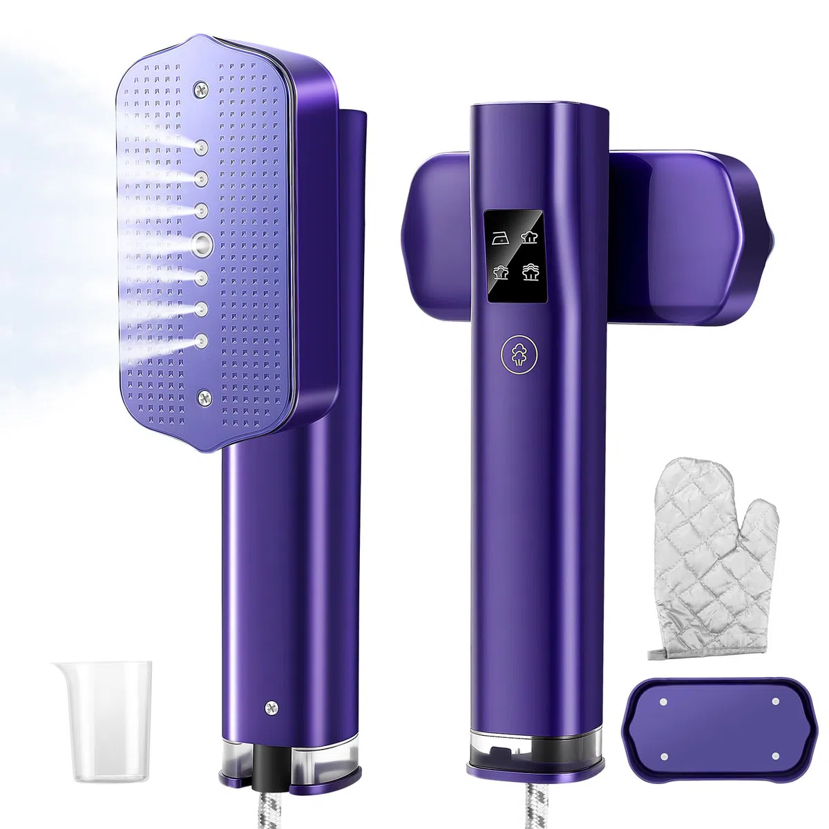 2-in-1 Tragbarer Dampfglätter, 1200W Dampfbügeleisen Handdampfer für Kleidung 15s Schnellaufheizung Reisebügeleisen Steam Iron Steamer Hand Bügeleisen mit LED Display, 4 Bügelmodi