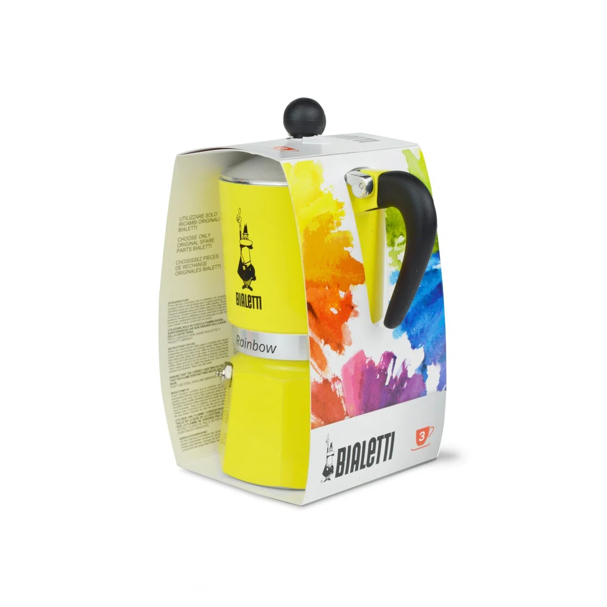 Bialetti 4982 Rainbow Caffettiera Colorata, Alluminio, Giallo, 3 Tassen, Gelb