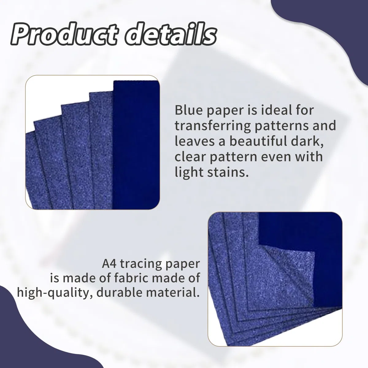 50 Pcs Transferpapier,Pauspapier,Kohlepapier Zum Nachzeichnen,Pauspapier A4,Blaupapier Zum Durchschreiben,DIY Handwerk Transferpapier Durchschlagpapier,Auf Karton Papier Und Leinwand 21x29.7cm Blau