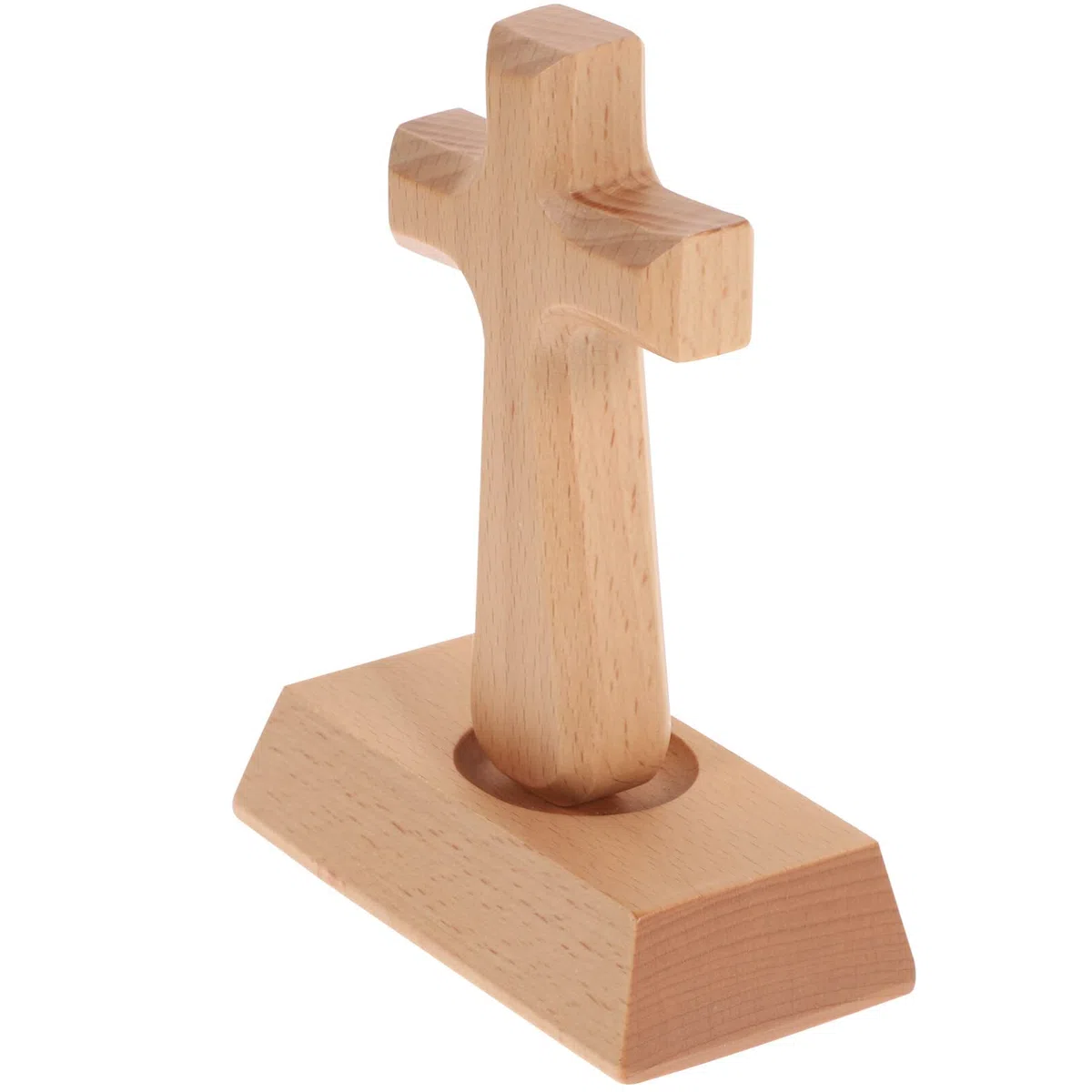 VOSAREA stehendes Kreuz Holz, katholisches Kreuz stehend mit magnetisch Basis, 14,5x10 cm Holz Kruzifix Figur Tisch Deko für Wohnzimmer, Heilige Dekoration, Ostergeschenk
